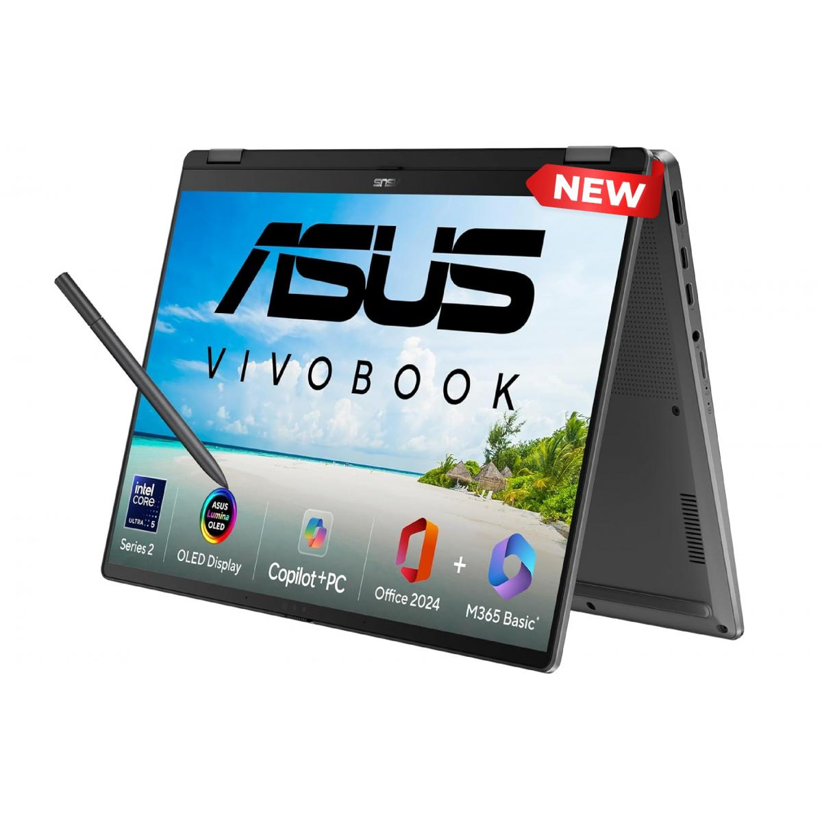 ASUS Vivobook 14 Flip (2025) Ultra 7 256V, Intel Arc Graphics up to 47TOPS 14.0-inch Touch OLED WUXGA (1920 x 1200) - Windows 11 Home ASUS Vivobook 14 Flip (2025) Ultra 7 256V, Intel Arc Graphics up to 47TOPS 14.0-inch Touch OLED WUXGA (1920 x 1200) - Windows 11 Home